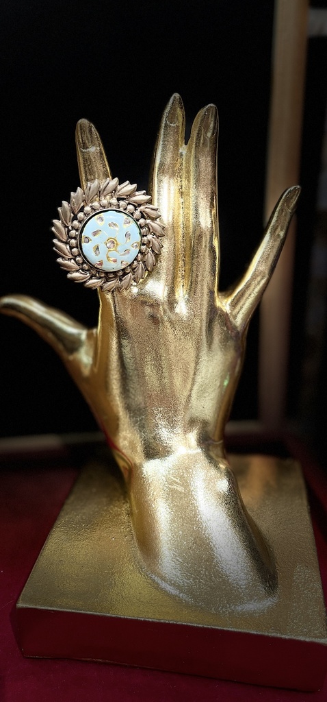 Oxidized turtle ring with round stones (copy)