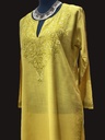 Kashmir Aari Embroidery Kurti/Long Size 42 Yellow