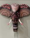 Wooden Hand Painted Elephant Head Wall Decor