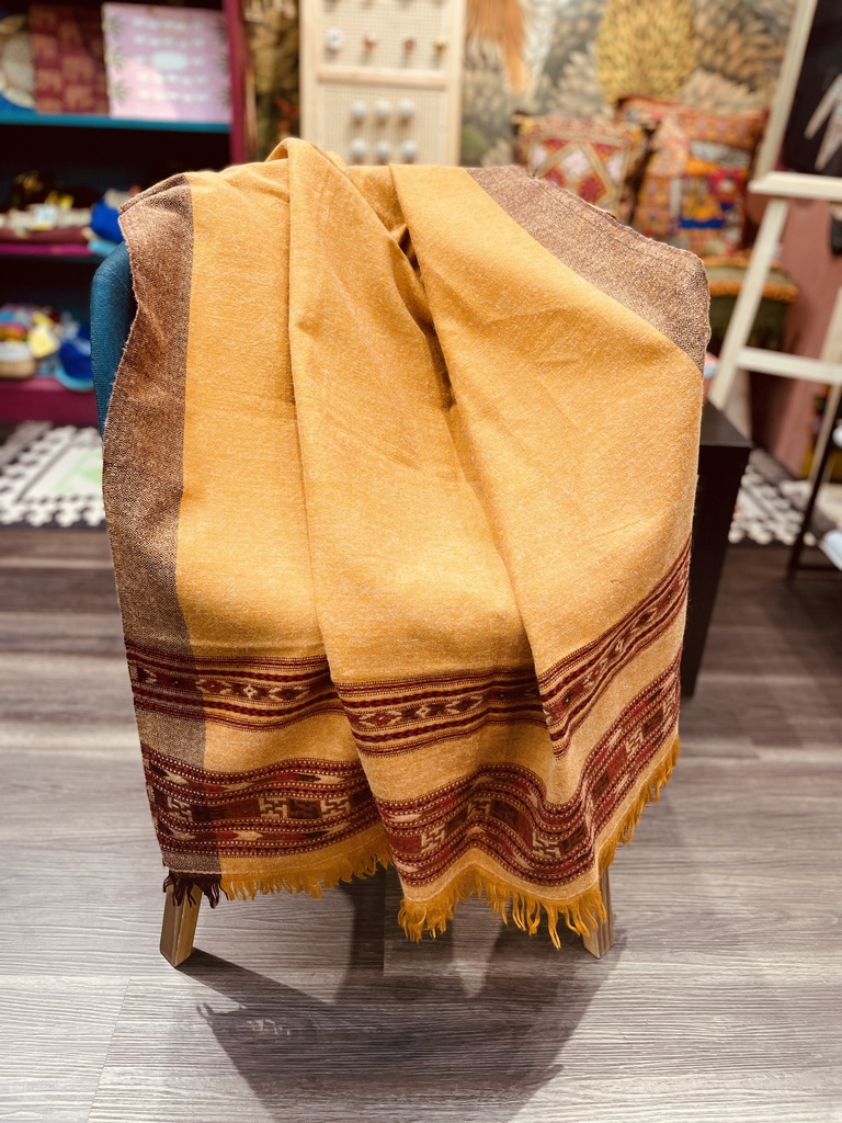 Blended Wool Full Shawl- Yellow