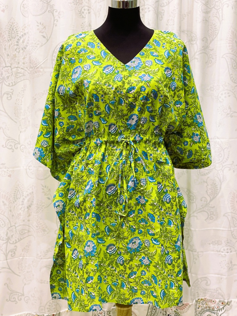 Screenprinted Lime Kaftan - short