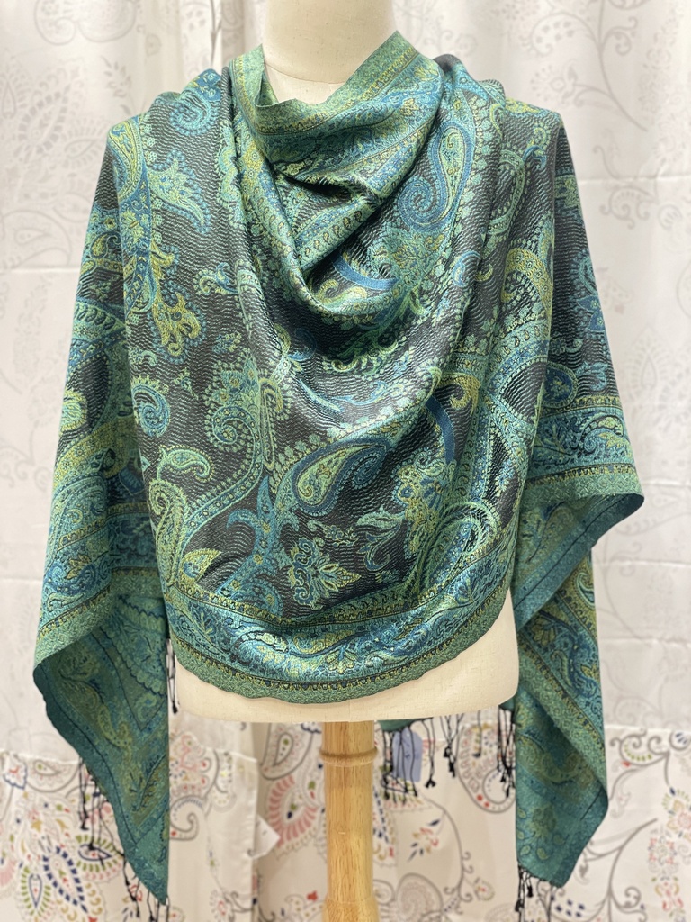 Jamaver Blended Silk Shawl-Green
