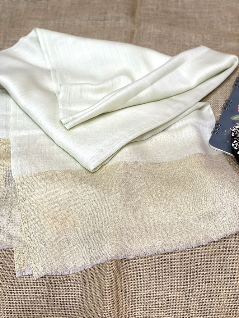 Pure Wool Kashmiri Shawl-Ivory