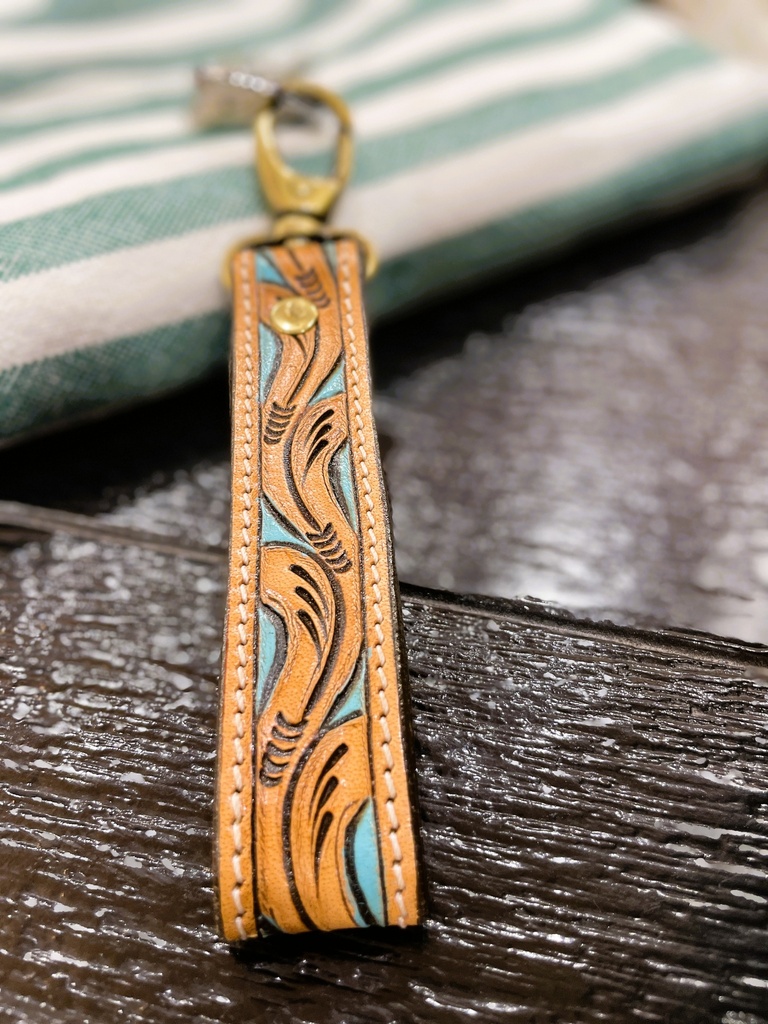 Hand Tooled Leather Keychain5