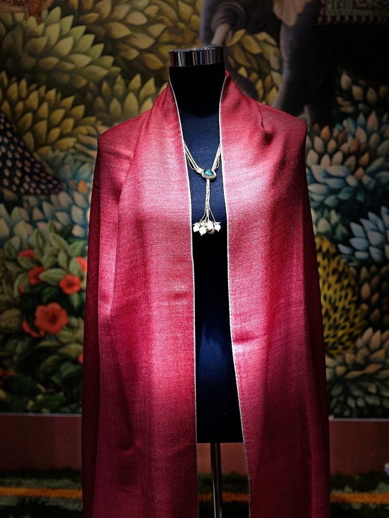 Plain Wool Kashmiri Stole-Red