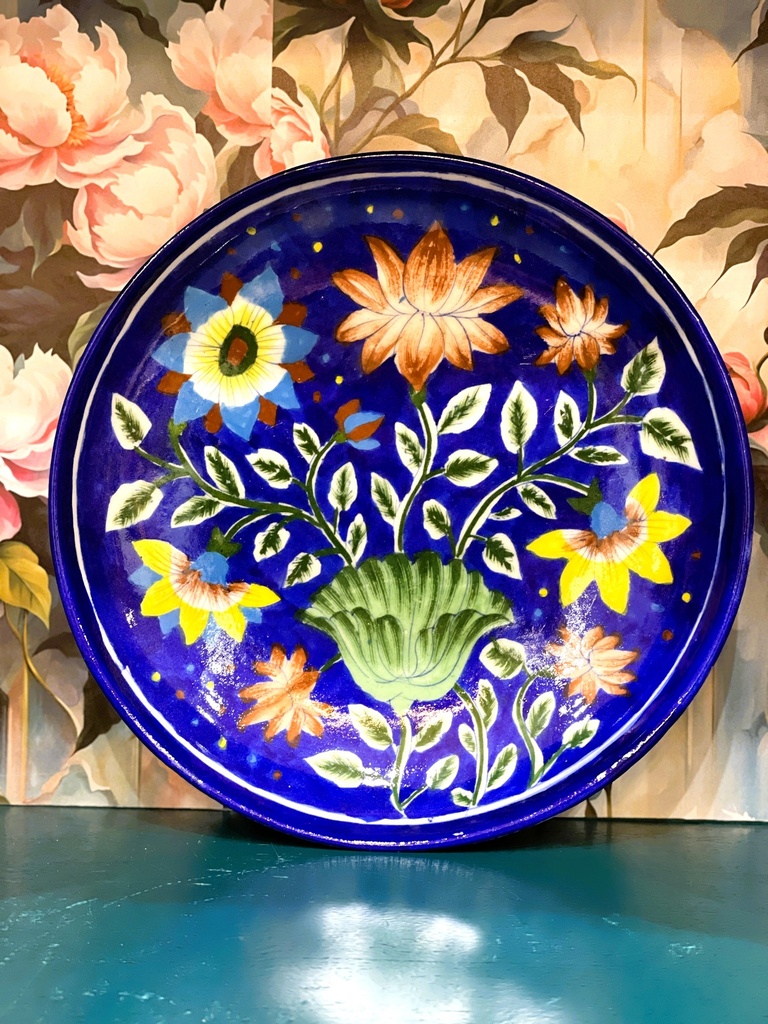 Handpainted Jaipur Blue Pottery Wall Plate
