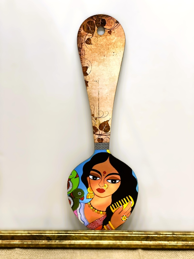 Multicolor Engineered Wood Wall Hanging-Woman