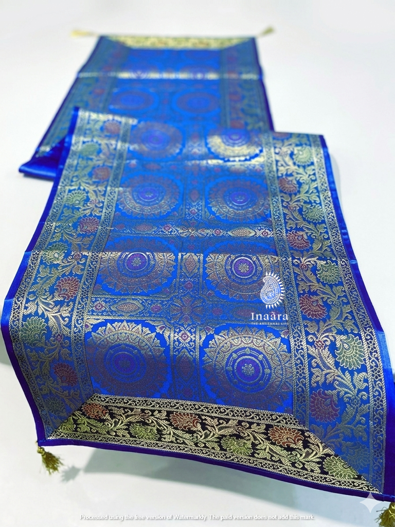 Brocade Table Runner-Blue