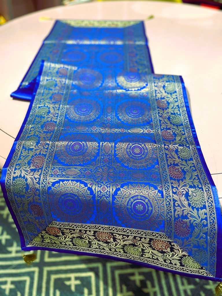 Brocade Table Runner-Blue