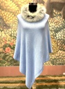 Cashmere Poncho w/Fur Trim Collar-Navy Blue (copy)