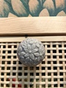 Ceramic DoorKnob w/Floral Embossed-Gray