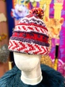 Handmade PomPom Hat Hand Knitted-Red
