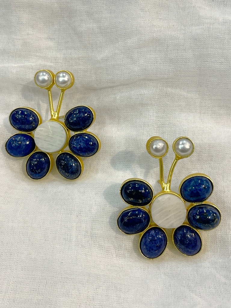 Lapiz Lazuli Stone Butterfly Shaped Earrings