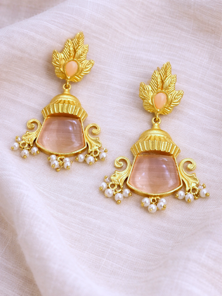 Peach Quartz Stone Earrings