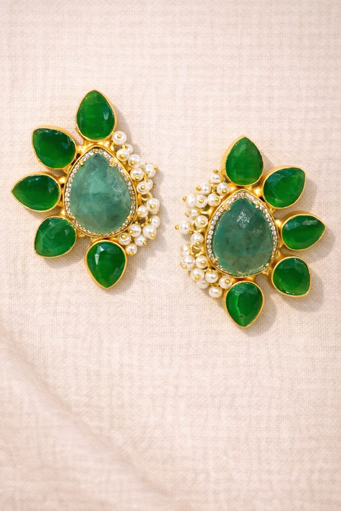 Aventurine Statement Studs