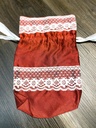 Potli Gift Pouch w/Lace-Deep Red