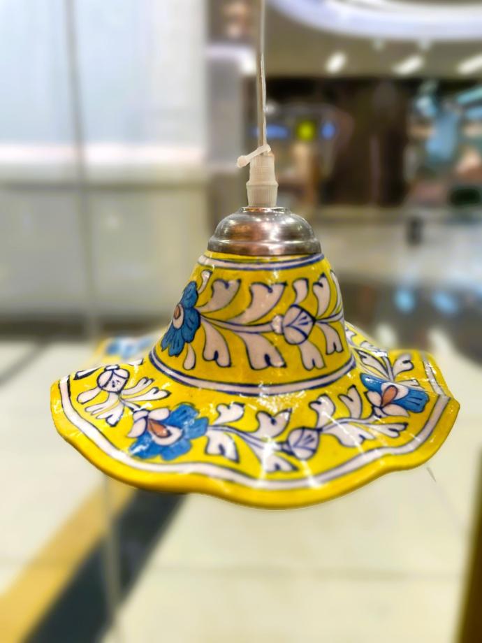 Hand Painted Ceramic Hanging Lamp Shade-Yellow