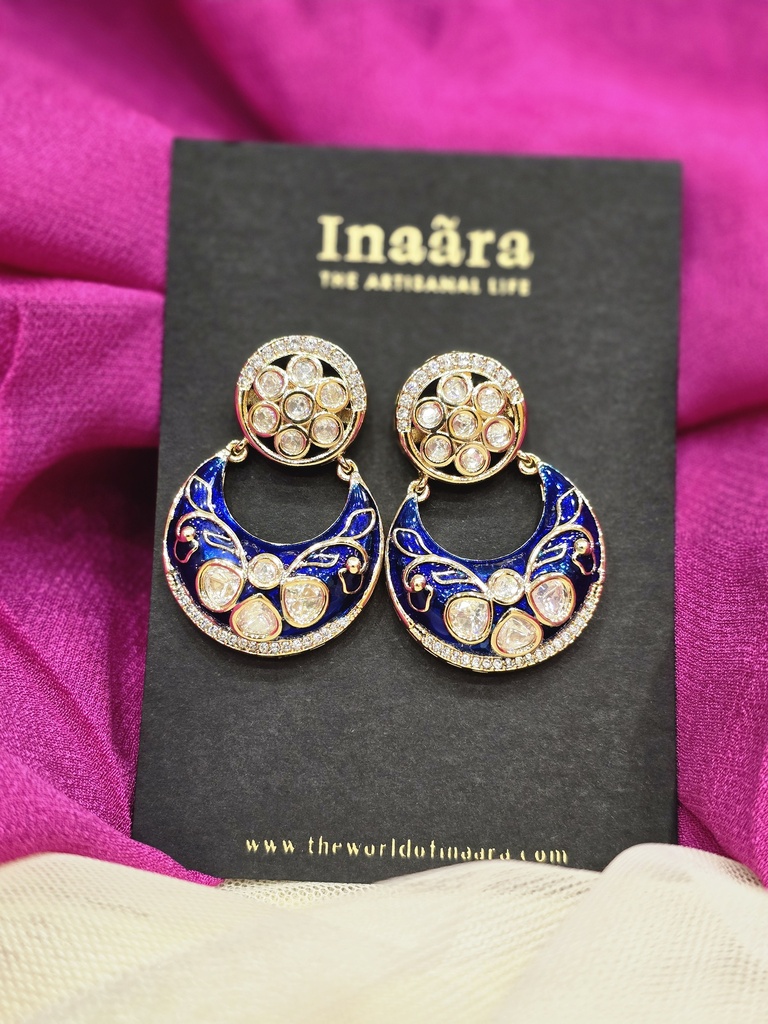 Blue Meenakari Earrings