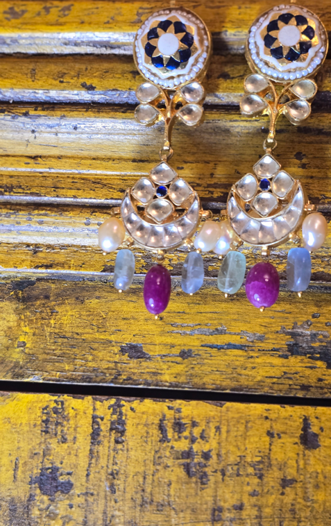 Paachi Kundan Meenakari Earrings