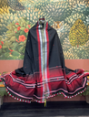 Handwoven Organic Kala Cotton Dupatta - Red & Black