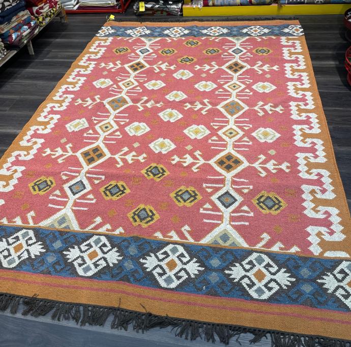 Ziyana Handwoven Dhurrie(9x6ft)-Pink