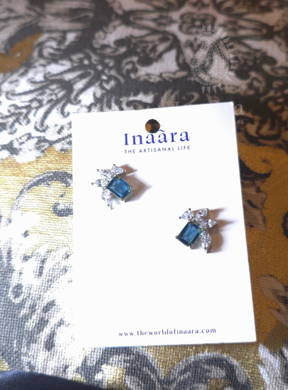 Crystal Blue Topaz Stud Earrings