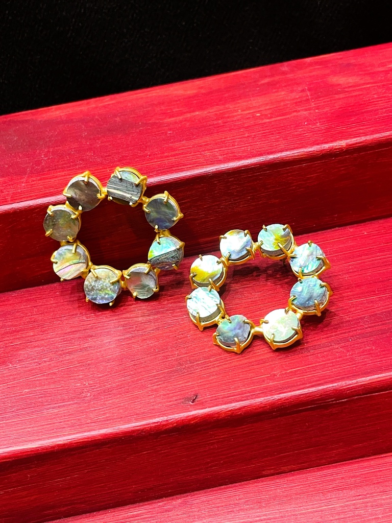 Iridescent Mother of Pearl Hoop Earrings