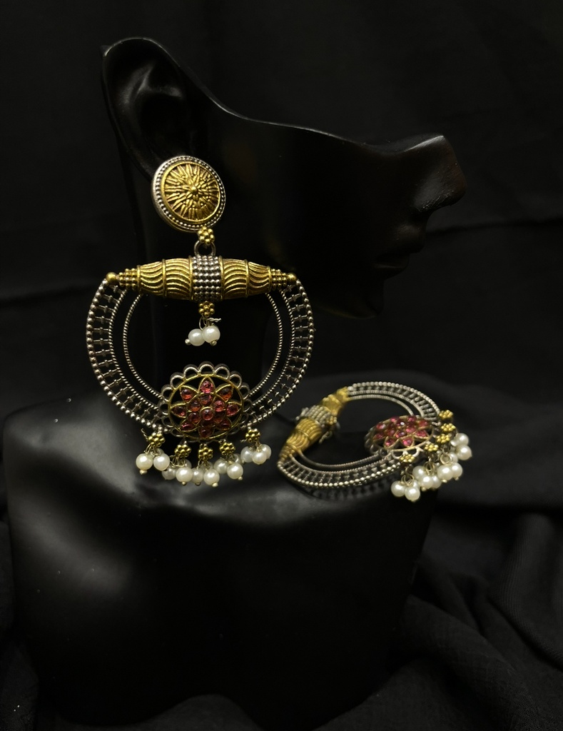 Dual Tone Brass Danglers