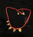 Handmade Tribal Dhokra Necklace Set- Red