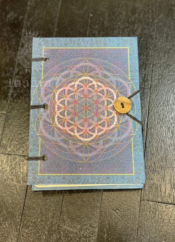 Flower Of Life Handmade Paper Journal-Button