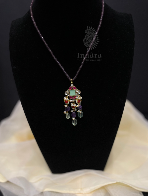 Purple Kundan Pendant Necklace