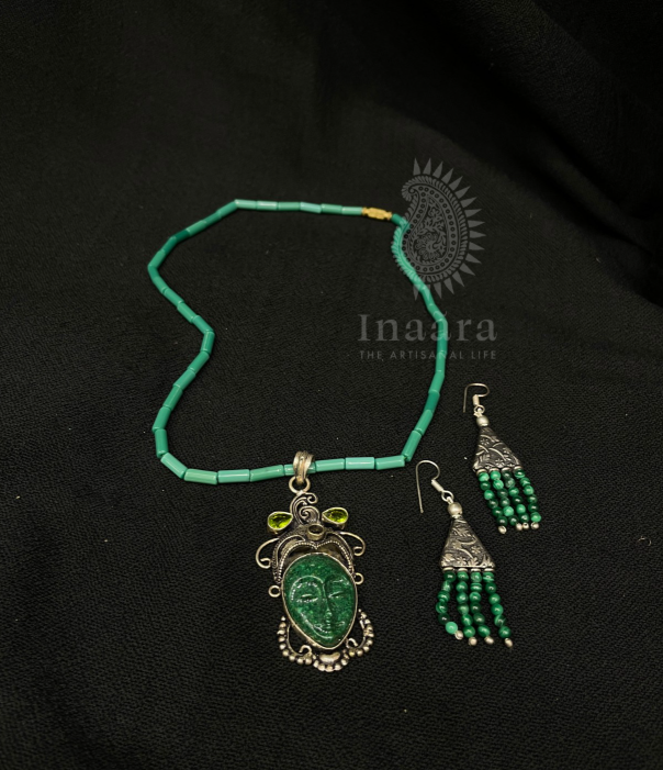 Emerald Beaded Necklace Set