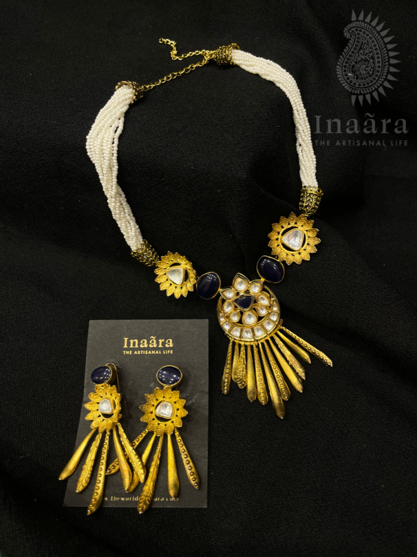Gold-Toned Palakka Style Beaded Necklace Set