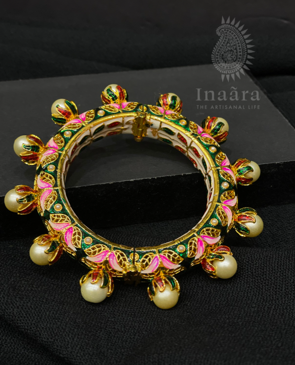 Oversized Pearl Meenakari Bangle- Sky Blue (copy)