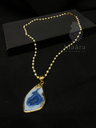 Natural Agate Long Necklace-Blue/Pink