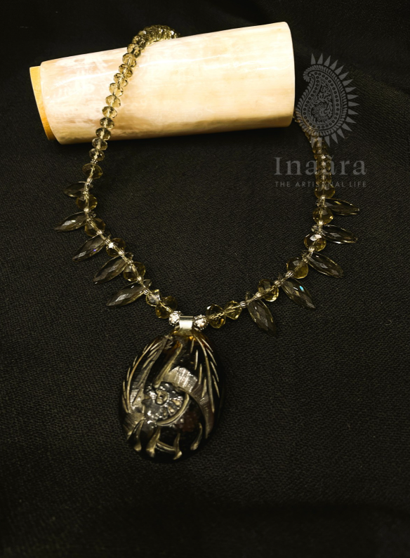 Crystal Beads Necklace w/Elephant Pendant
