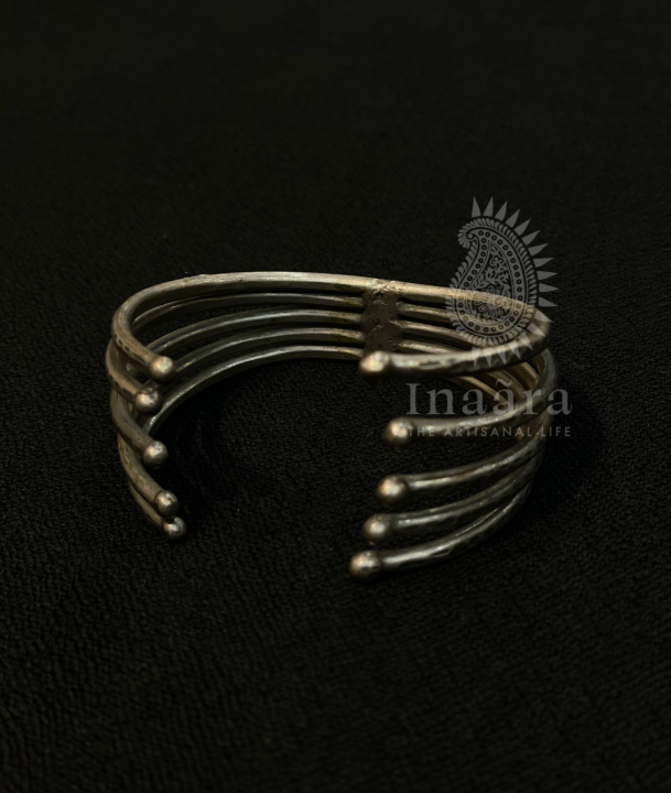 Silver Oxidized Open Cuff Bracelet