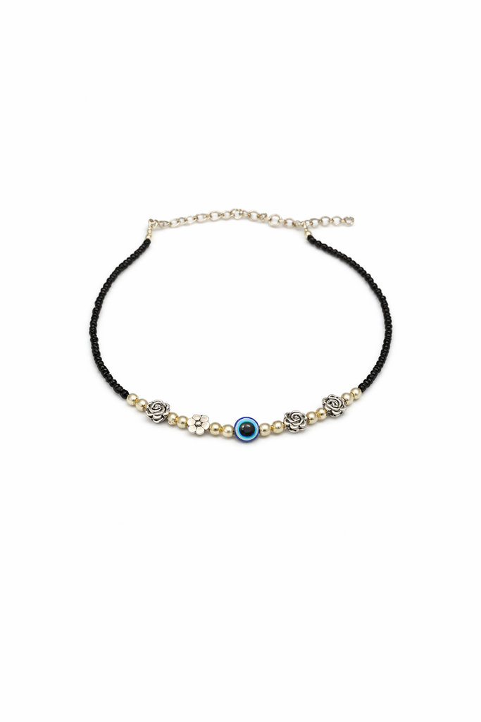 Black Beads Evil Eye Anklet
