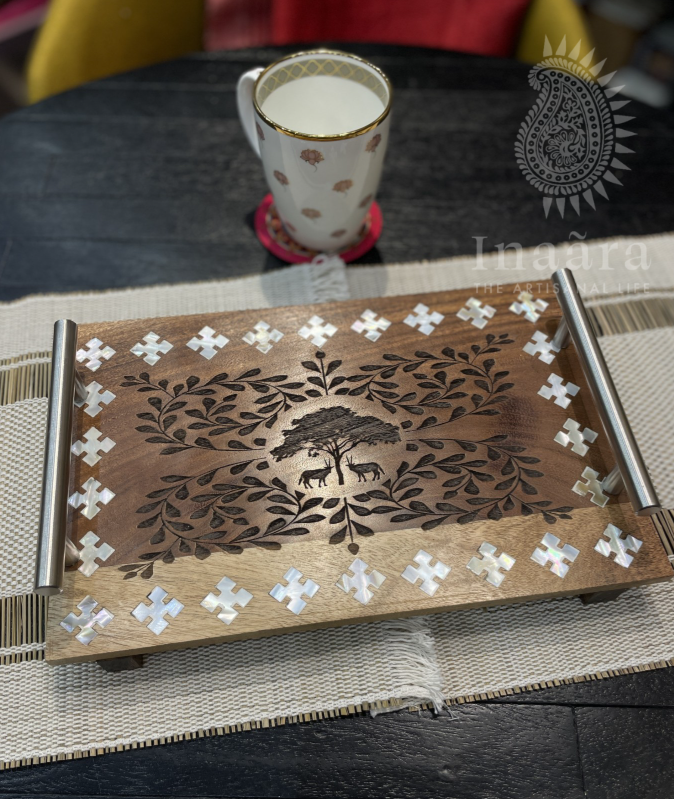 Al Zubarah Tray Base w/ Steel Handle-MOP