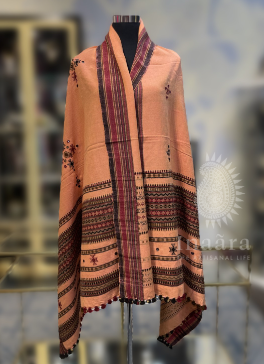 Mirror Work Bhujodi Full Shawl- Maroon (copy)