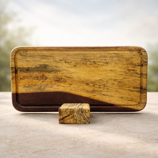 لوح تقطيع خشبي من تمر الهند مالابار مع حامل