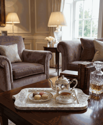 صينية تقديم لولو مطعّمة بعرق اللؤلؤ