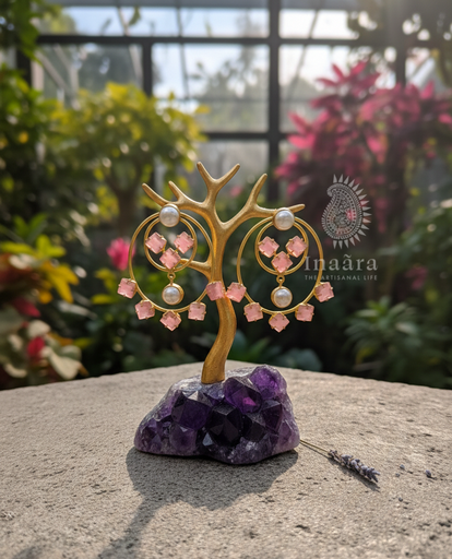 Handcrafted Pink Quartz Round Earrings