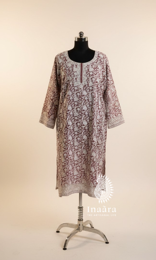 Kashmiri Kurti/Long - Nude Pink