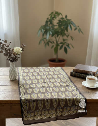 Modal Silk Ajrakh Dupatta - Green Leaves