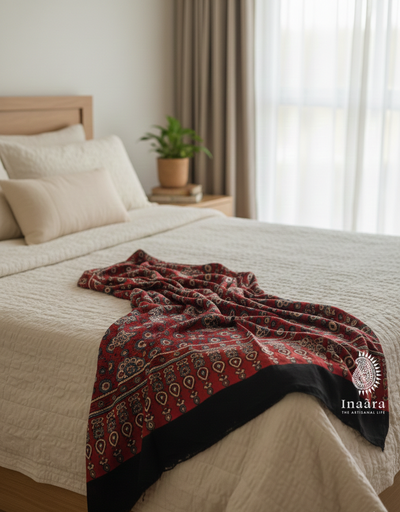 Ajrakh Dupatta- Red 2