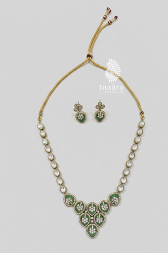 Mint Polki Kundan Necklace Set (copy)