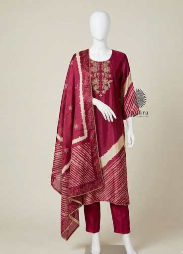 Tie Dye Kurta Set-Red
