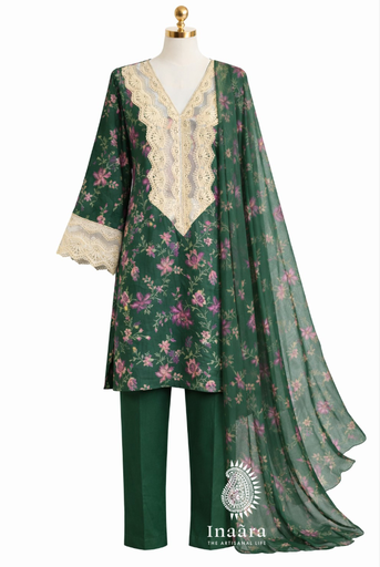 Karandi 3pc Suit w/Salwar-Green