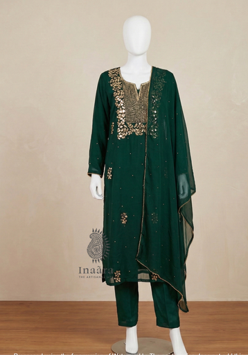 Mukesh Suit 3pc-Bottle Green